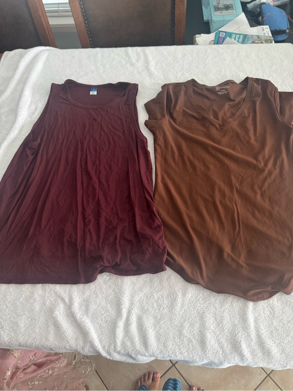 Women's Tank Top - Burgundy & Brown - Unbranded